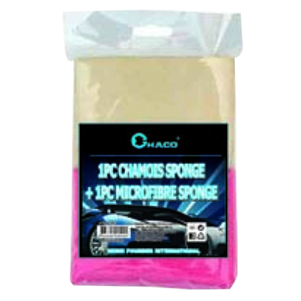 MS001 1pc chamois sponge + 1pc microfibre sponge