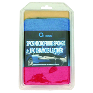 BL004 1pc Microfibre sponge + 1pc chamois sponge +1pc microfibre cloth, BL004 1pc Microfibre sponge + 1pc chamois sponge +1pc microfibre cloth